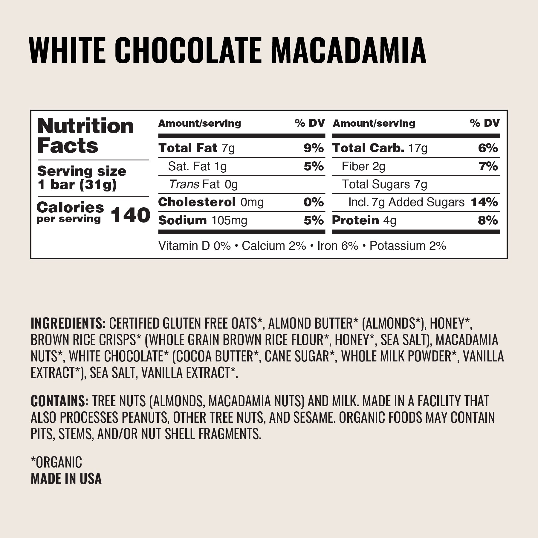 White Chocolate Macadamia Kids Bars