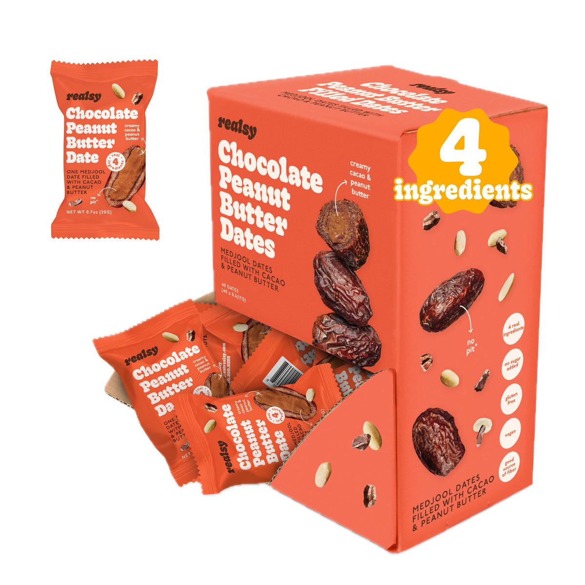 Chocolate Peanut Butter-Filled Dates | Individually Wrapped