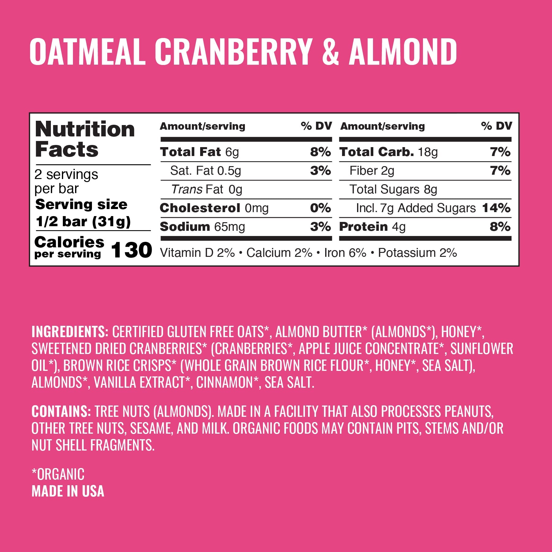 Oatmeal Cranberry & Almond Bars