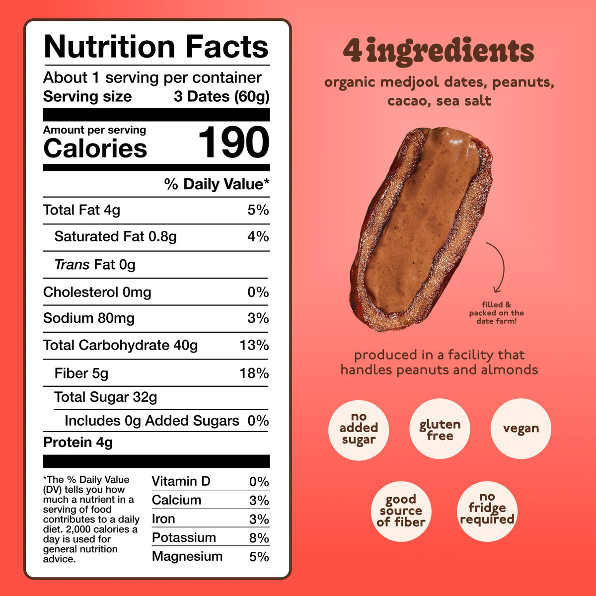 Chocolate Peanut Butter-Filled Dates | Snack Packs