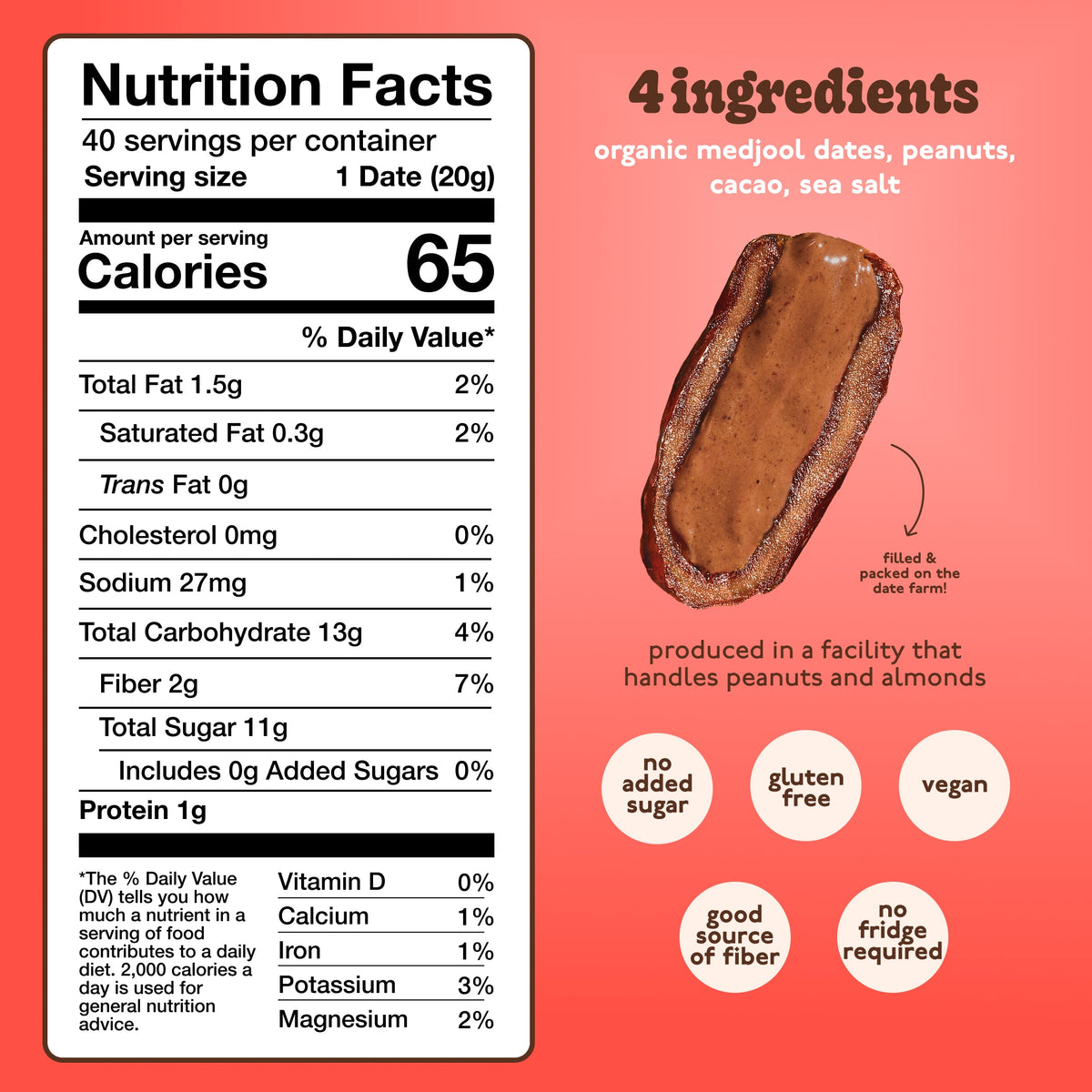 Chocolate Peanut Butter-Filled Dates | Individually Wrapped